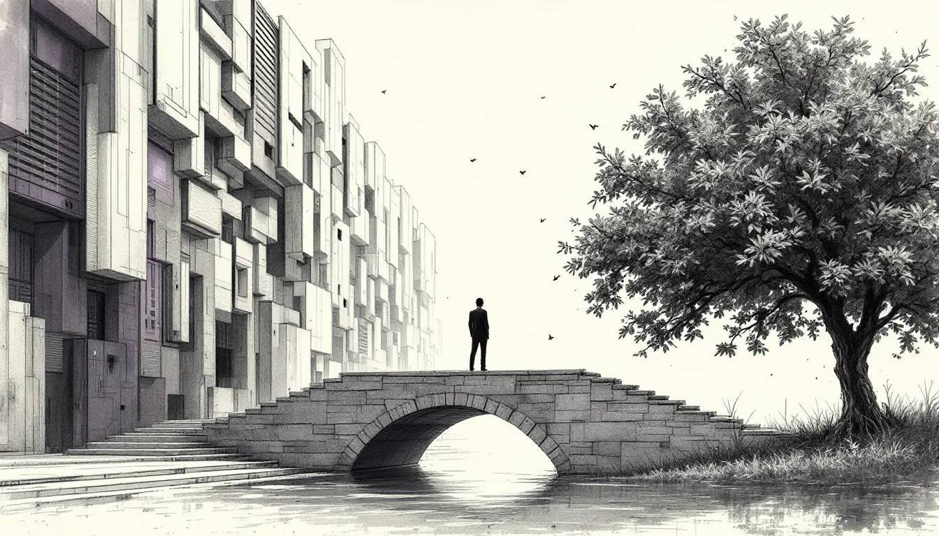 A man standing on a bridge