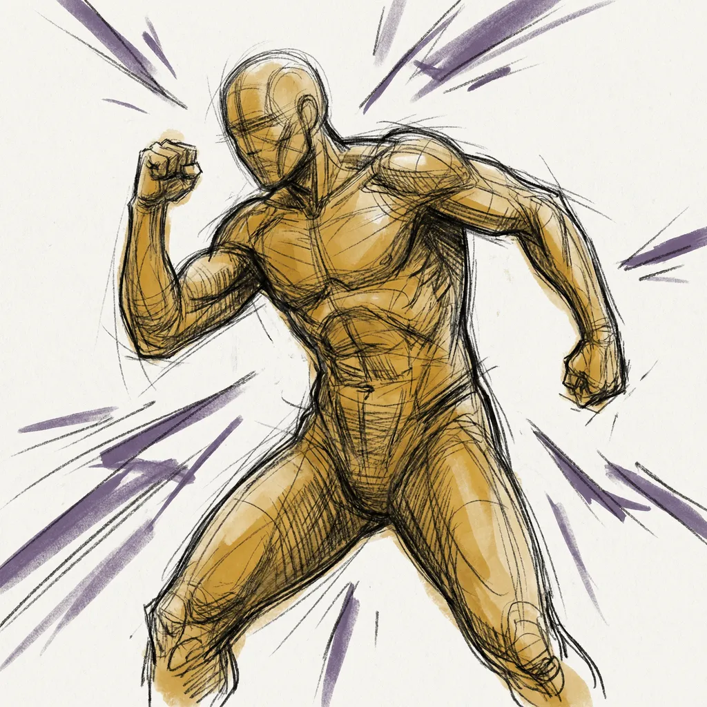 Charcoal sketch of fight or flight response