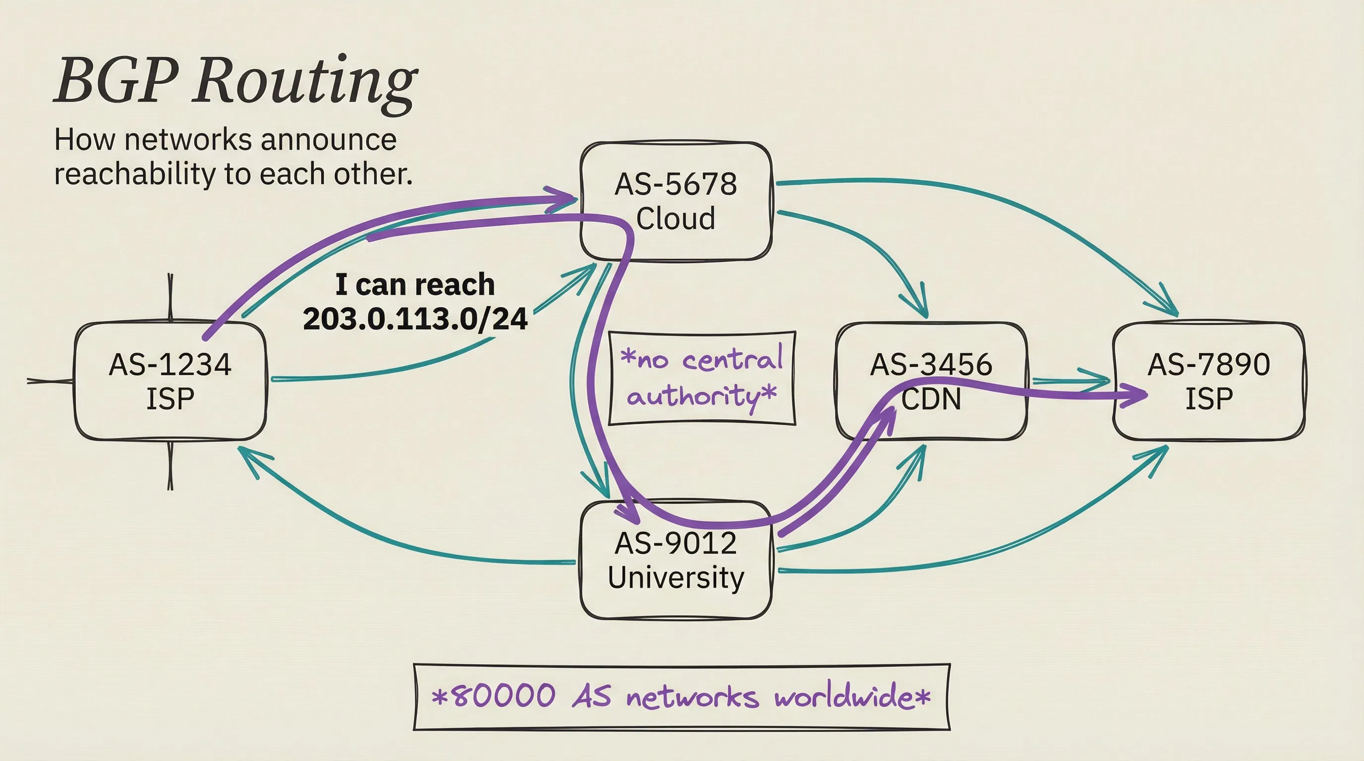 BGP routing: how autonomous systems announce reachability to each other