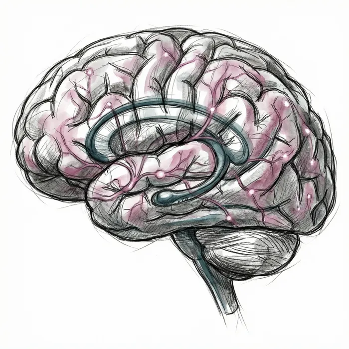 Charcoal sketch of neuroplasticity and brain rewiring