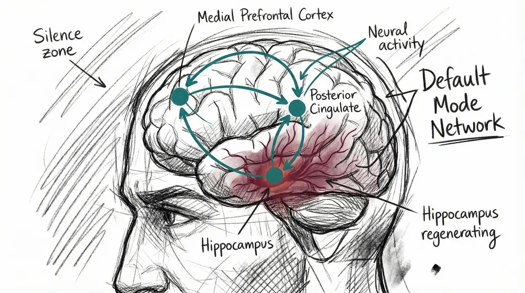 Default mode network and silence-driven hippocampal neurogenesis