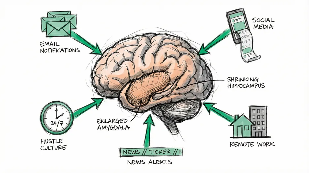 Modern stress sources converging on the brain