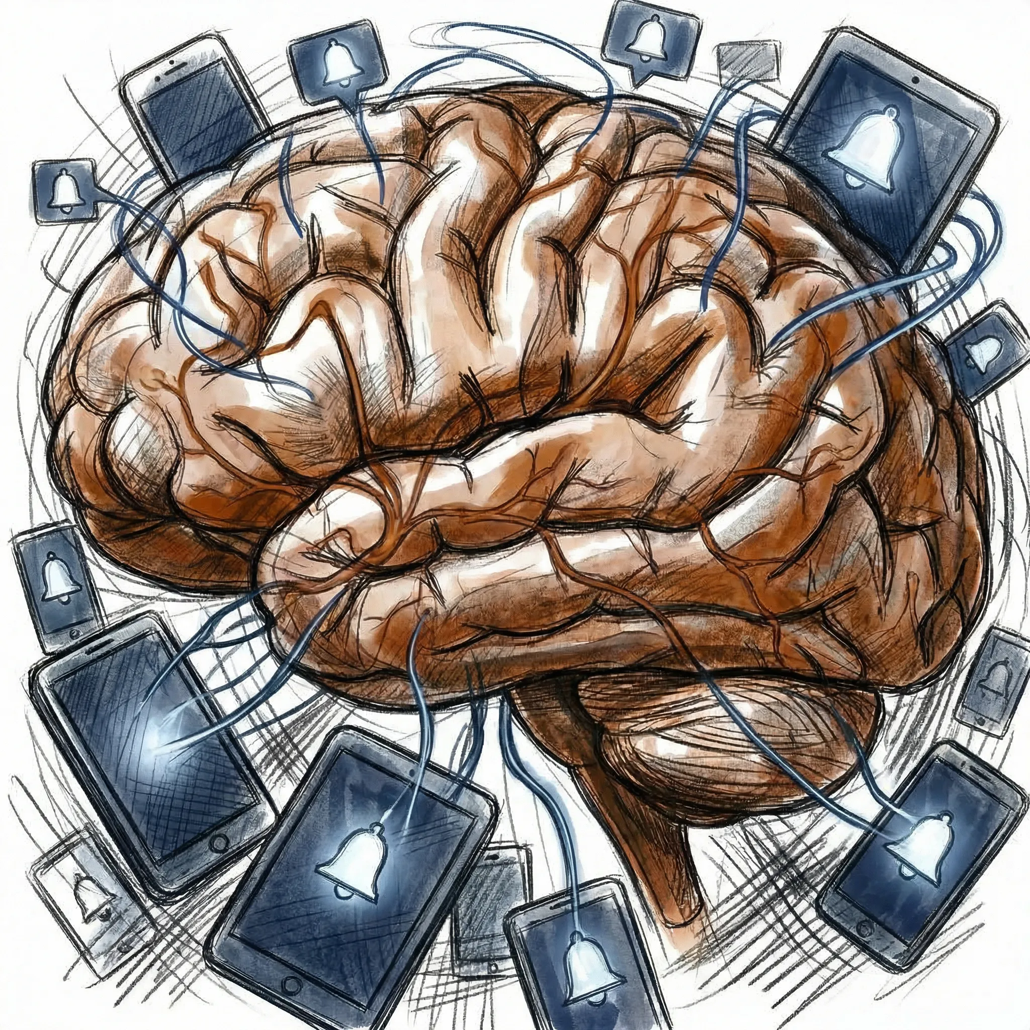 Brain caught in digital attention loop