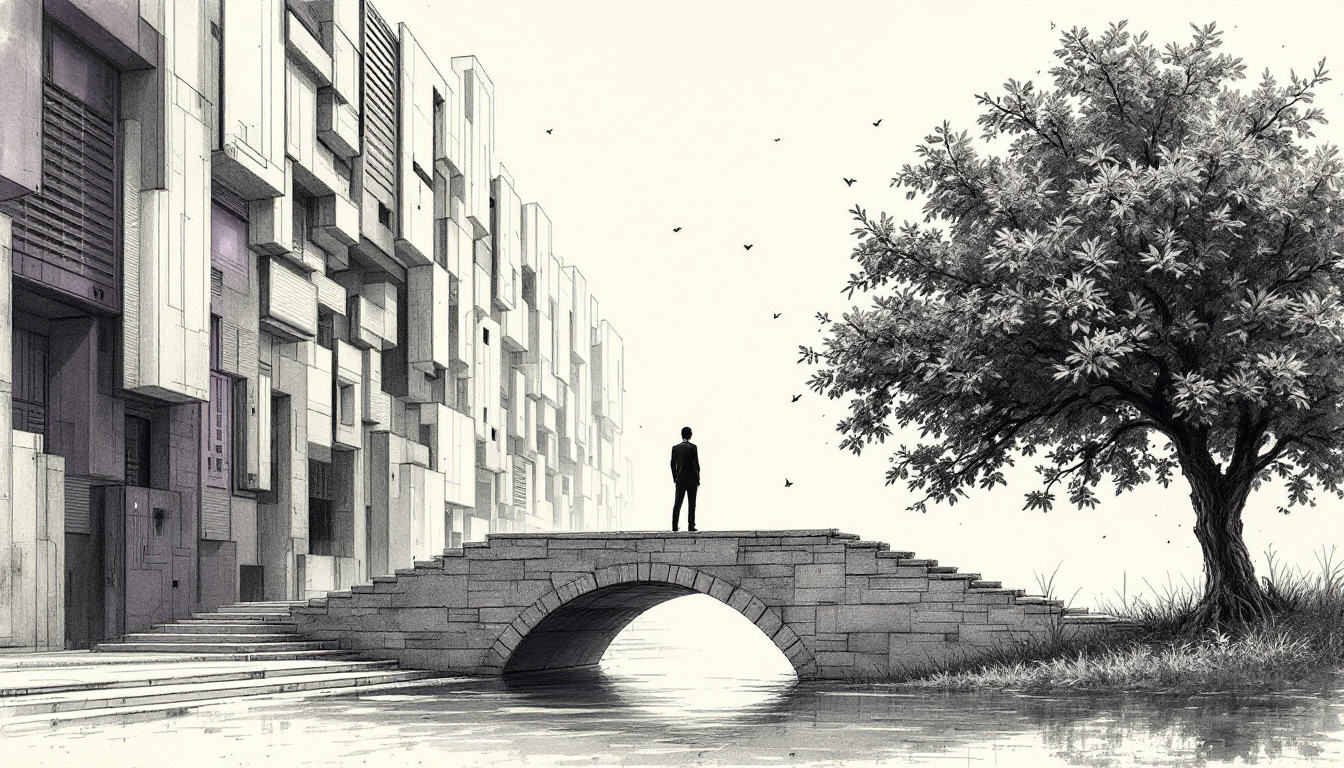 A man standing on a bridge