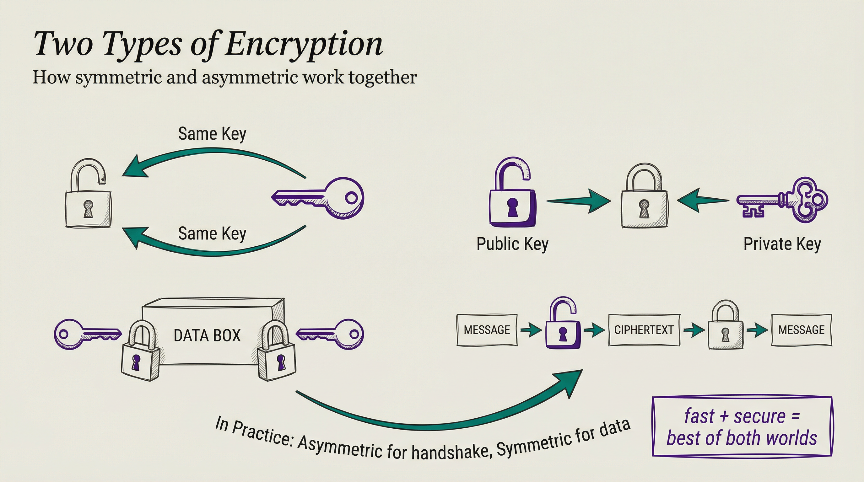 Two Types of Encryption: symmetric vs asymmetric