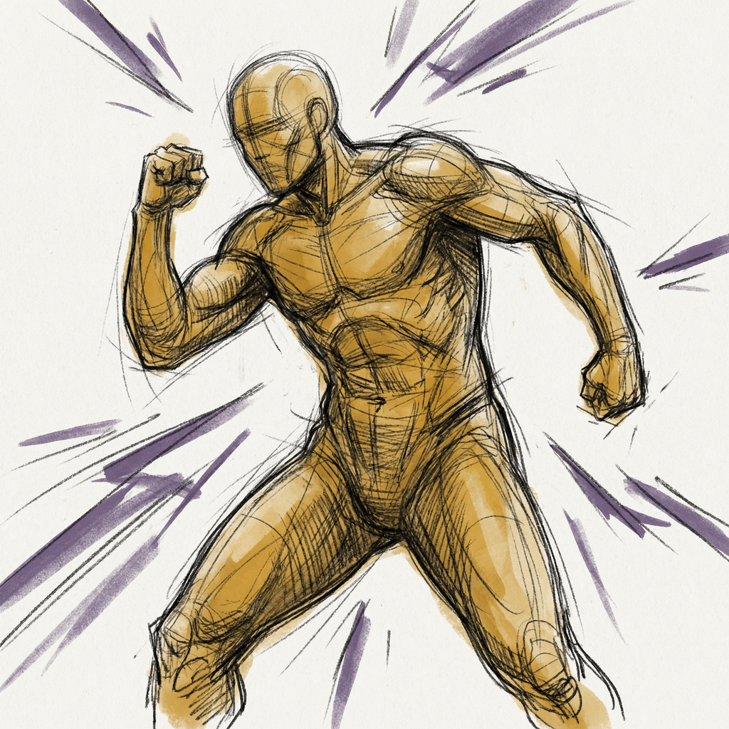 Charcoal sketch of fight or flight response