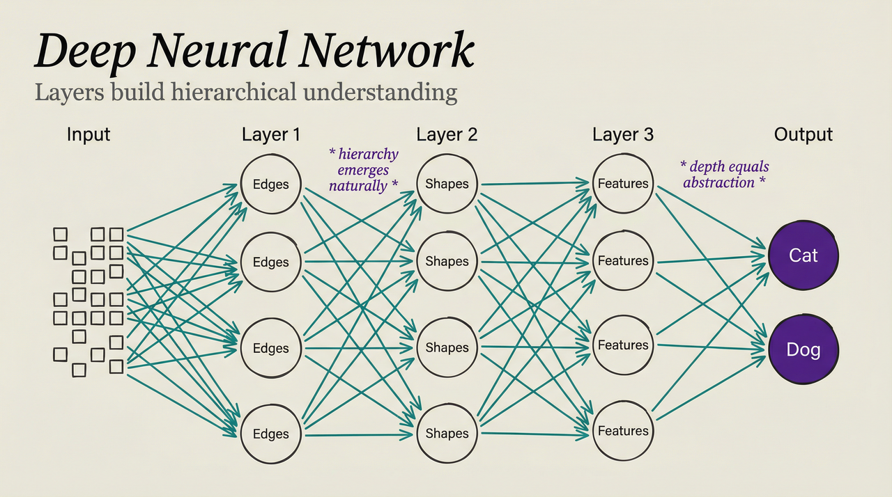 Deep neural network layers: from pixels to classification