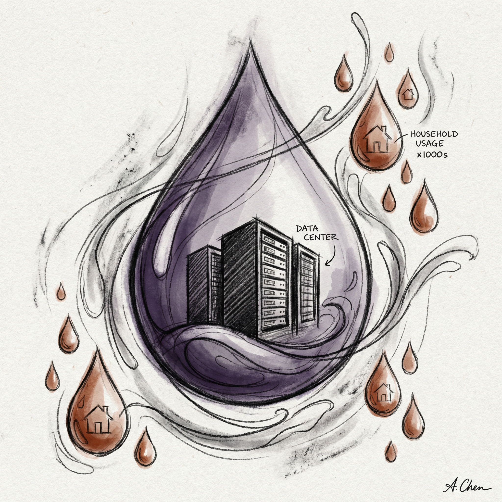 Data center water consumption impact